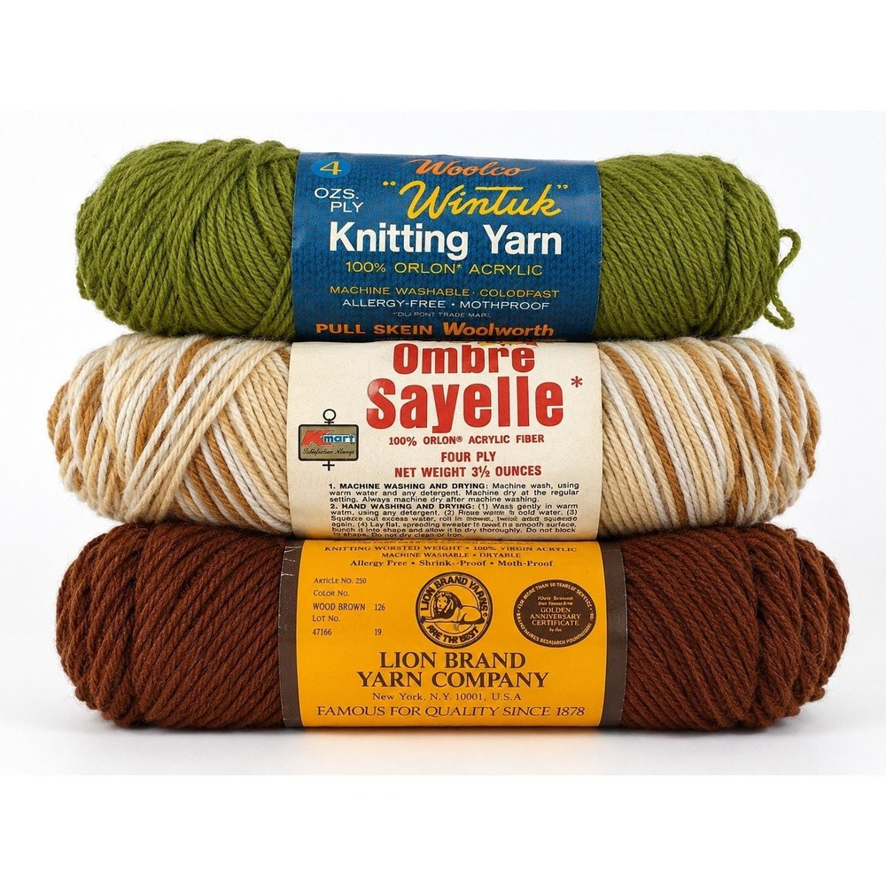 Vintage Yarn Lot Woolworth Wintuk Kmart Sayelle Lion Brand Acrylic 3 Skeins